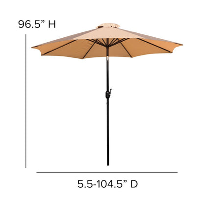 3 Piece Patio Table Set - 30" x 48" Patio Table with Tan Umbrella and Base