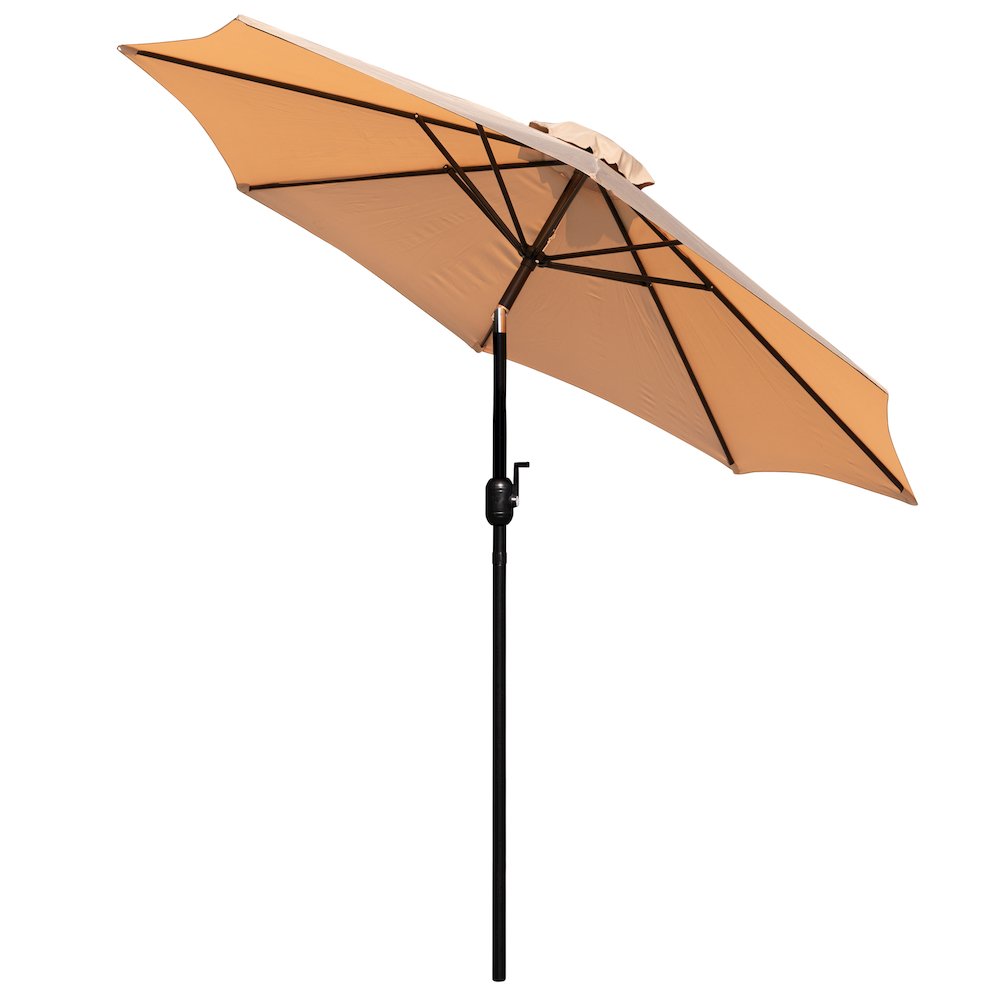 3 Piece Patio Table Set - 30" x 48" Patio Table with Tan Umbrella and Base