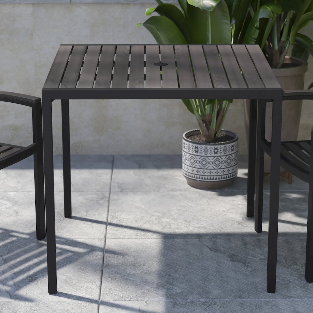 Outdoor Patio Dining Table with Umbrella Holder Hole