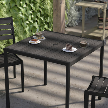 Outdoor Patio Dining Table with Umbrella Holder Hole