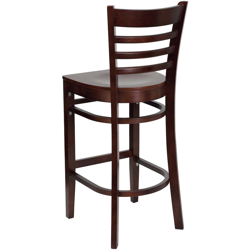Ladder Back Mahogany Wood Restaurant Barstool