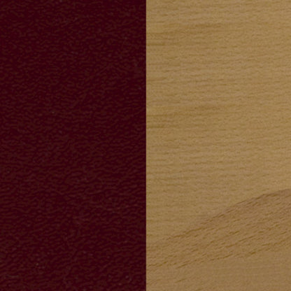 Ladder Back Natural Wood Restaurant Barstool - Burgundy Vinyl Seat