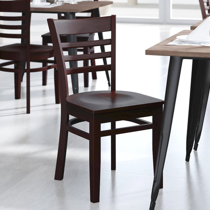 Ladder Back Mahogany Wood Restaurant Chair