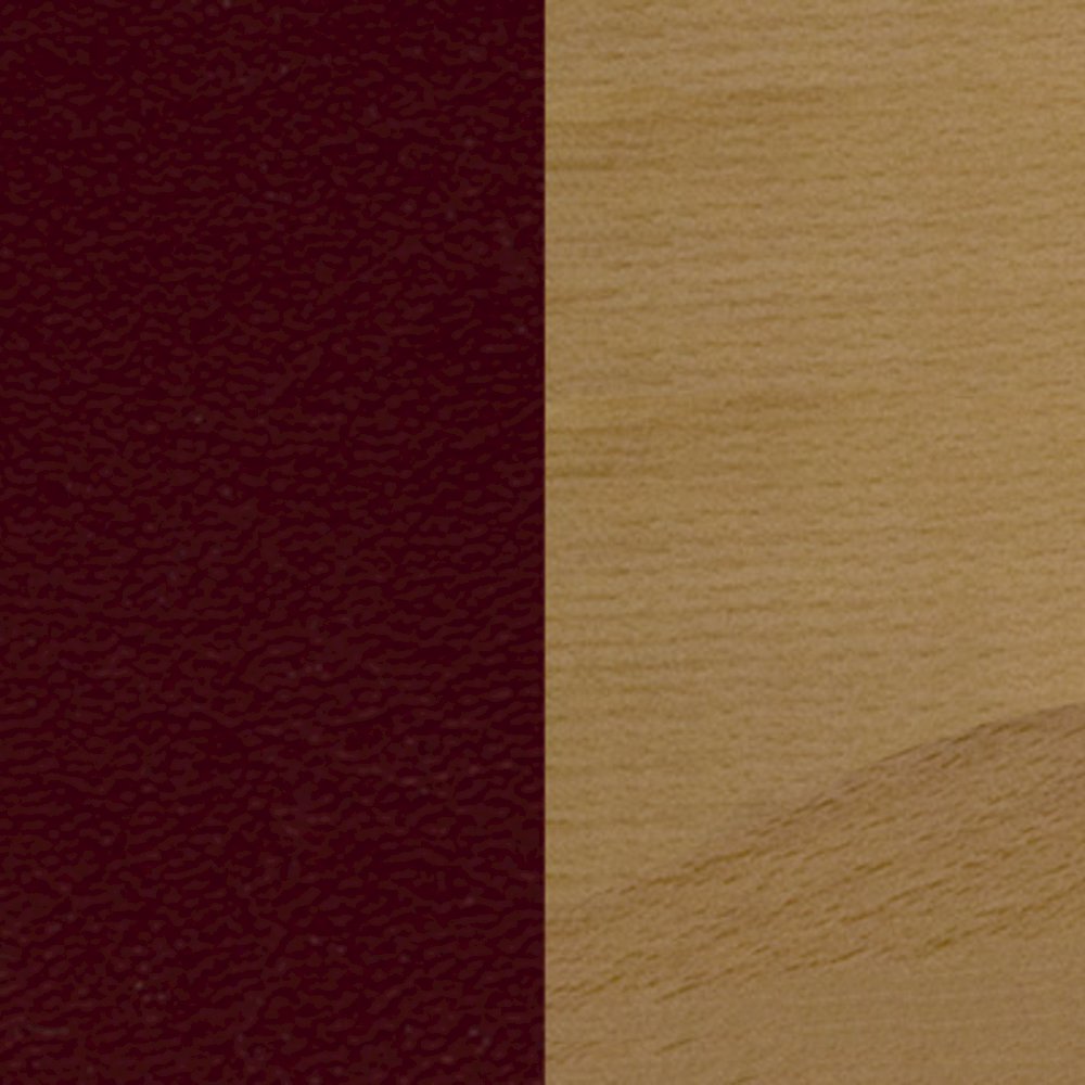 Ladder Back Natural Wood Restaurant Chair - Burgundy Vinyl Seat
