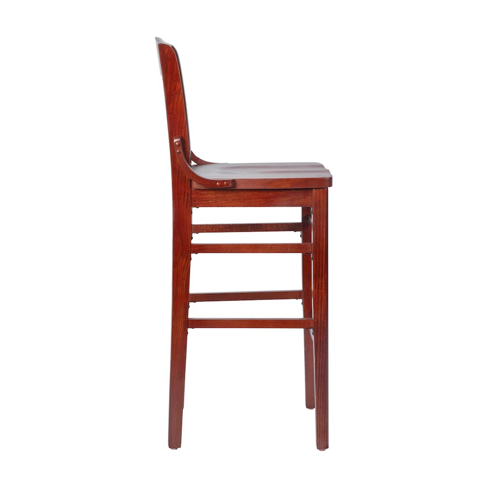School House Back Mahogany Wood Restaurant Barstool