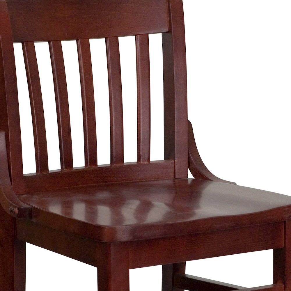 School House Back Mahogany Wood Restaurant Barstool
