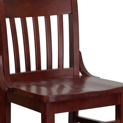 School House Back Mahogany Wood Restaurant Barstool