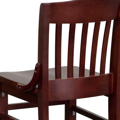 School House Back Mahogany Wood Restaurant Barstool