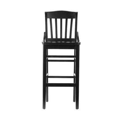 HERCULES School House Back Black Wood Restaurant Barstool