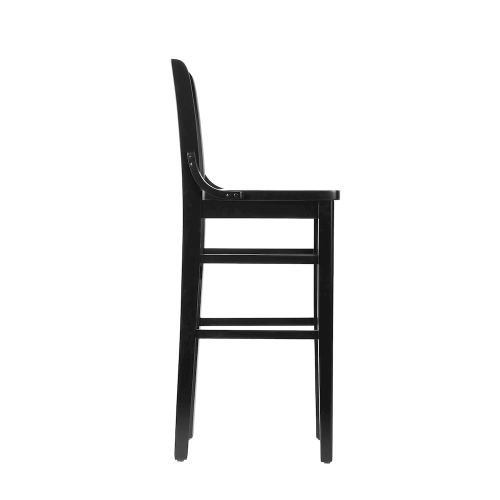 HERCULES School House Back Black Wood Restaurant Barstool