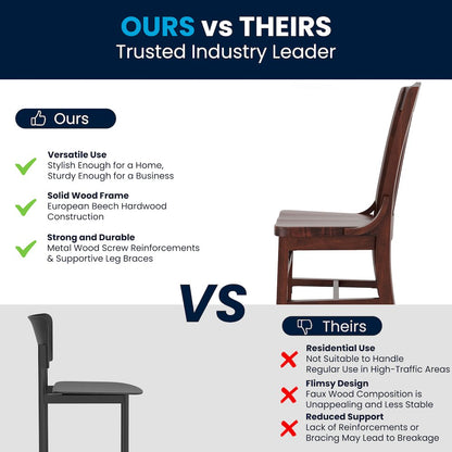 School House Back Walnut Wood Restaurant Chair