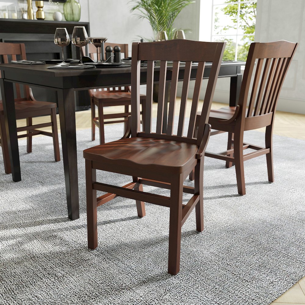 School House Back Walnut Wood Restaurant Chair