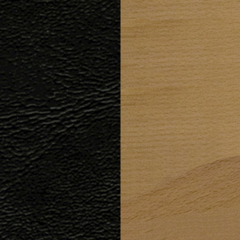 Vertical Slat Back Natural Wood Restaurant Chair - Black Vinyl Seat