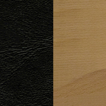 Vertical Slat Back Natural Wood Restaurant Chair - Black Vinyl Seat