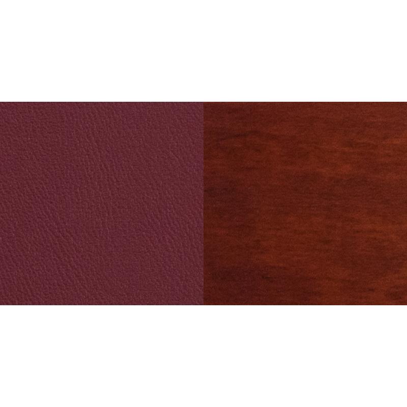 Solid Back Mahogany Wood Restaurant Barstool - Burgundy Vinyl Seat