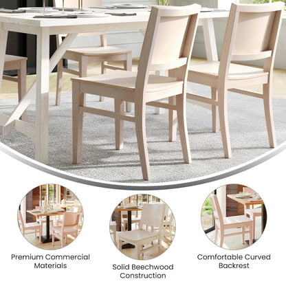 Naples Solid Wood Dining Chair with Curved Backrest and Antique White Finish