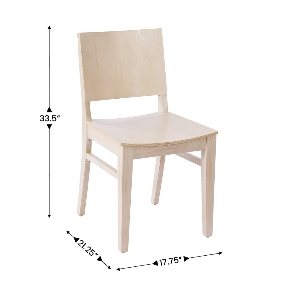 Naples Solid Wood Dining Chair with Curved Backrest and Antique White Finish