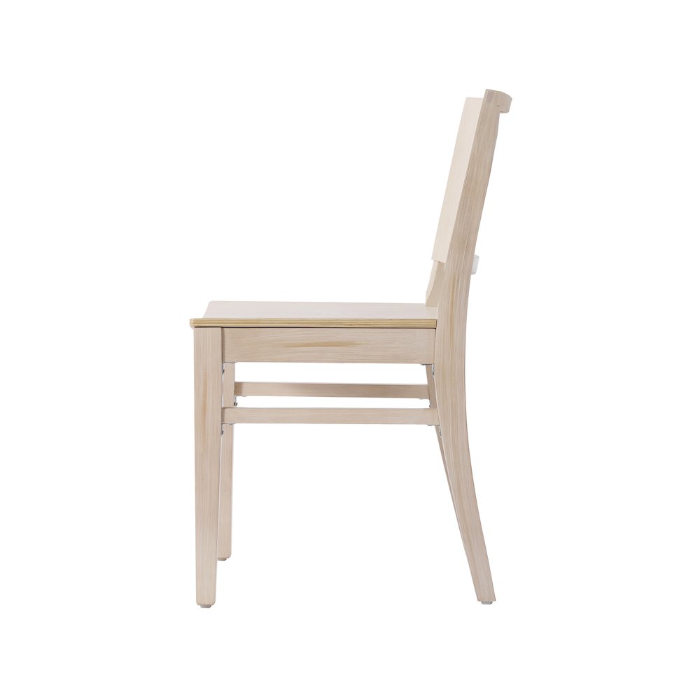 Naples Solid Wood Dining Chair with Curved Backrest and Antique White Finish