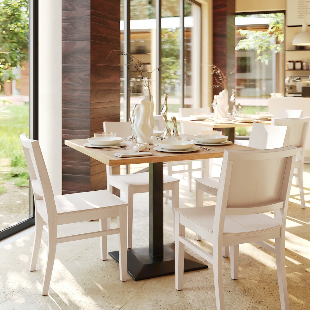 Naples Solid Wood Dining Chair with Curved Backrest and Antique White Finish