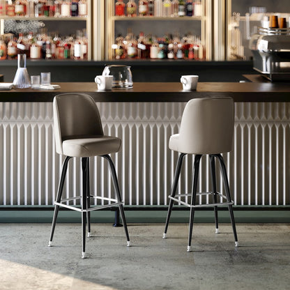 James Commercial Grade Metal Barstool with Beige Swivel Bucket Seat