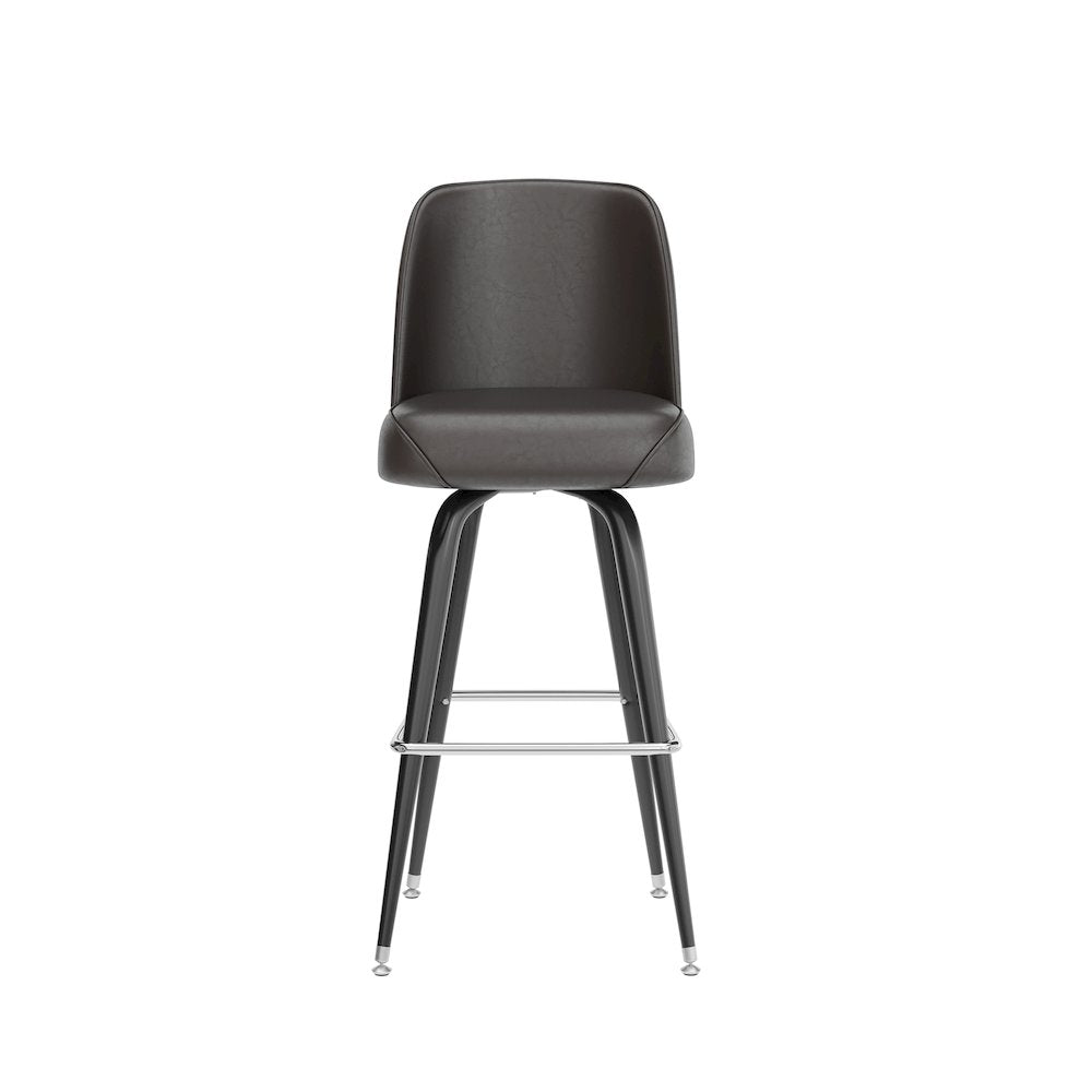 James Commercial Grade Metal Barstool with Dark Brown Swivel Bucket Seat