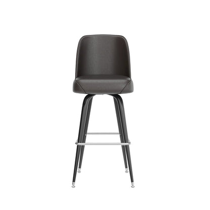 James Commercial Grade Metal Barstool with Dark Brown Swivel Bucket Seat