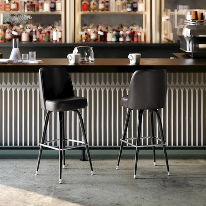 James Commercial Grade Metal Barstool with Dark Brown Swivel Bucket Seat