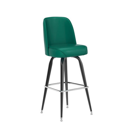 James Commercial Grade Metal Barstool with Green Swivel Bucket Seat