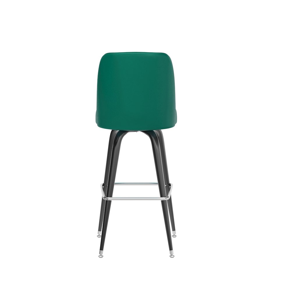James Commercial Grade Metal Barstool with Green Swivel Bucket Seat