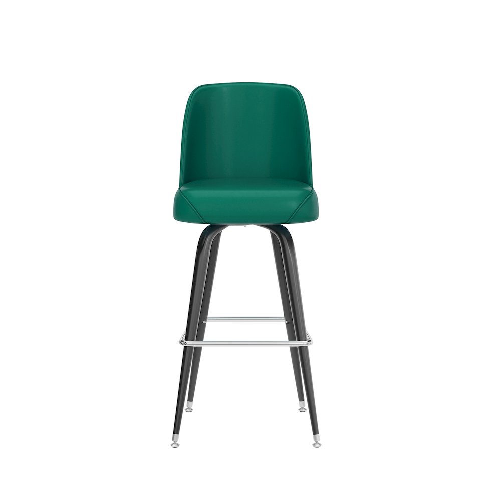 James Commercial Grade Metal Barstool with Green Swivel Bucket Seat