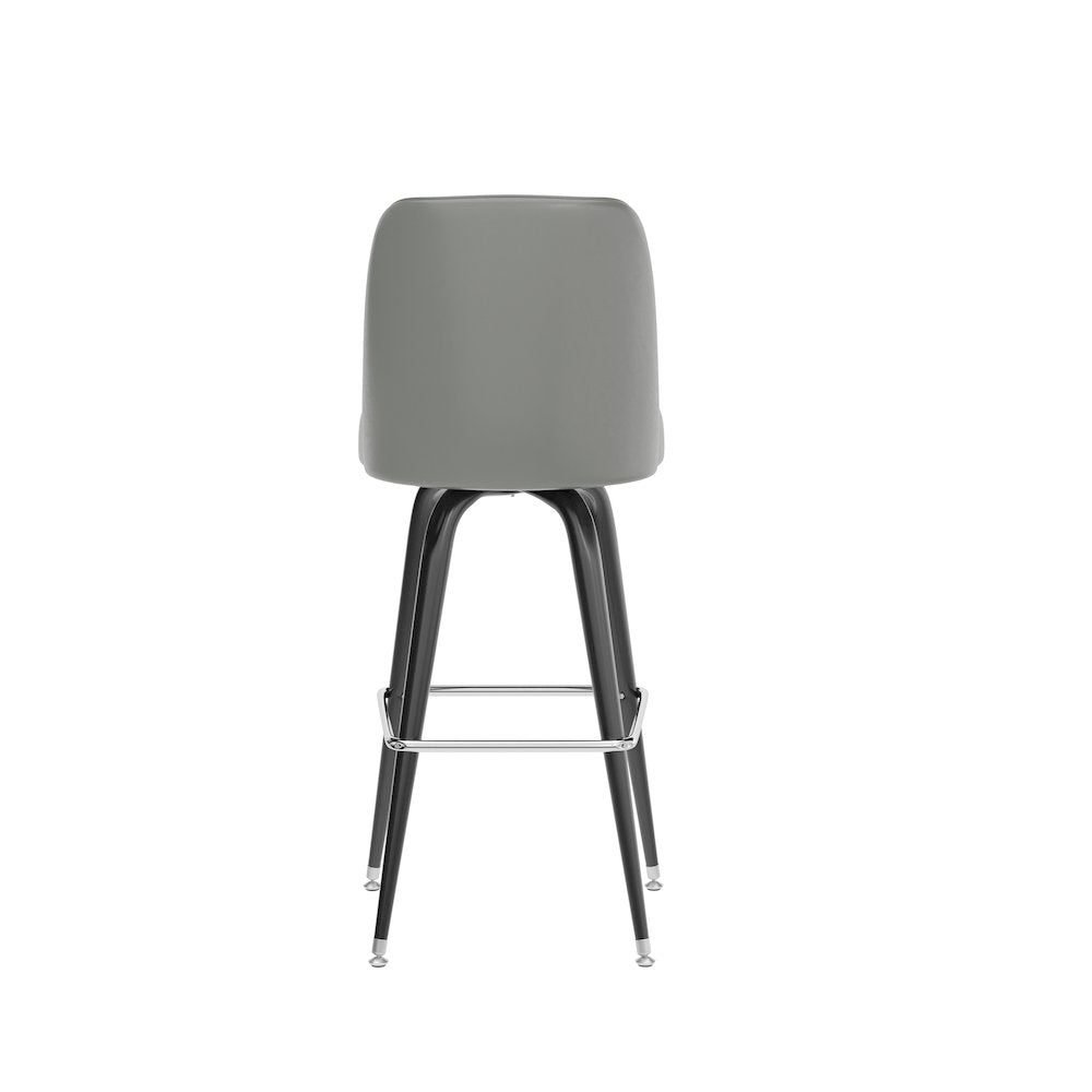 James Commercial Grade Metal Barstool with Gray Swivel Bucket Seat