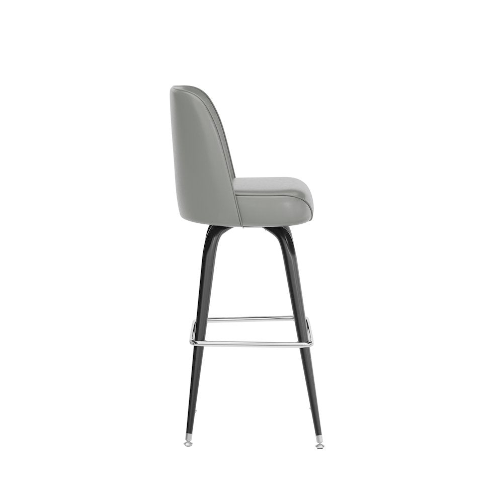 James Commercial Grade Metal Barstool with Gray Swivel Bucket Seat