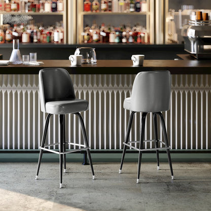 James Commercial Grade Metal Barstool with Gray Swivel Bucket Seat