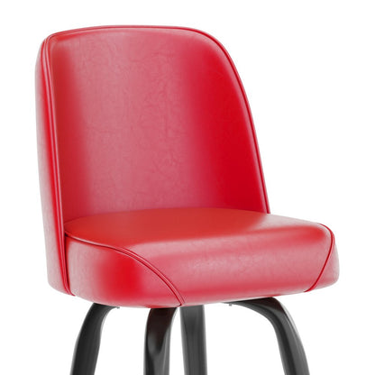 James Commercial Grade Metal Barstool with Red Swivel Bucket Seat