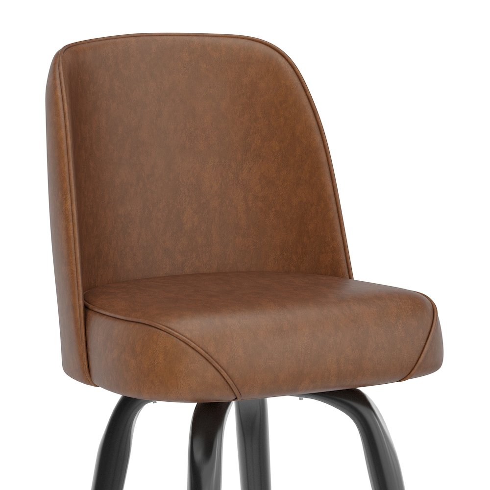 James Commercial Grade Metal Barstool with Weathered Brown Swivel Bucket Seat