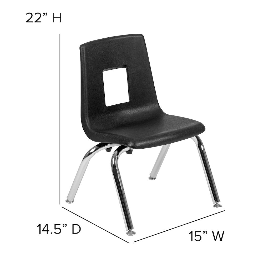 Mobile 76" Oval Wave Activity Table Set with 12" Student Stack Chairs, Oak/Black
