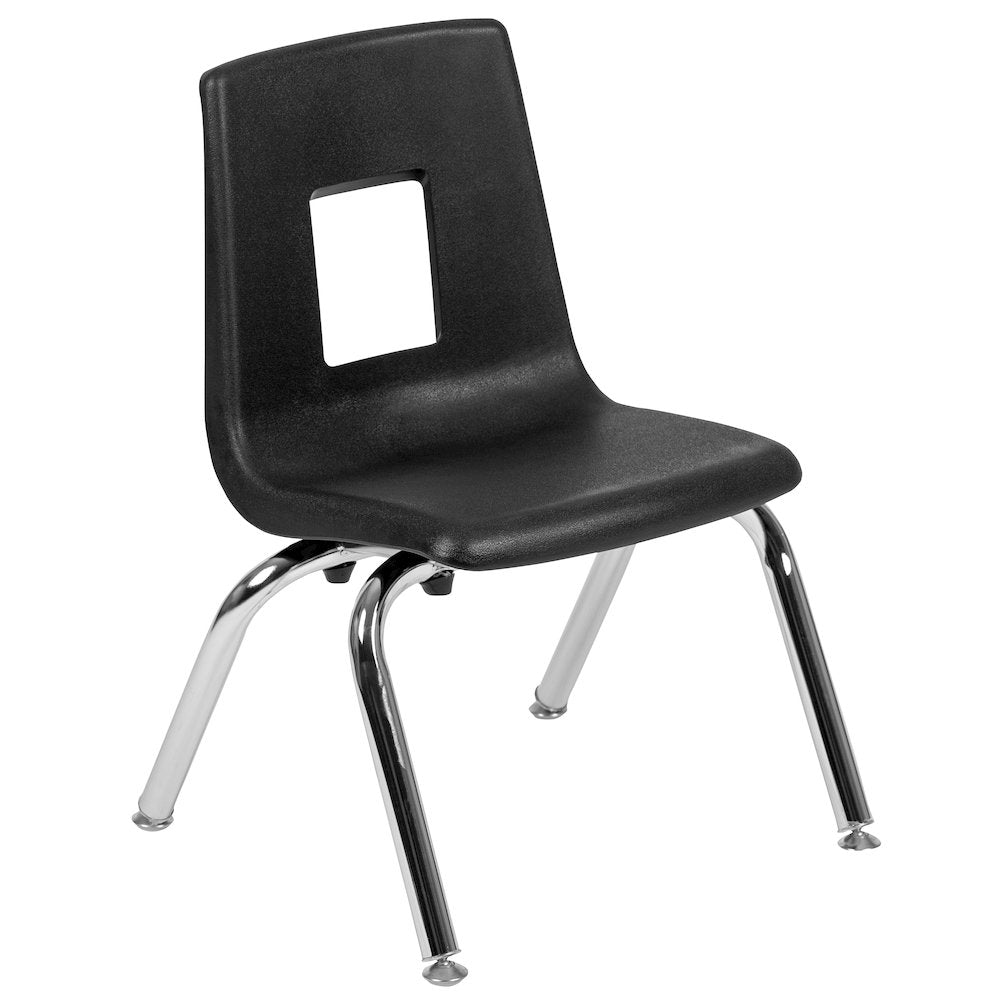 Mobile 86" Oval Wave Activity Table Set with 12" Student Stack Chairs, Oak/Black