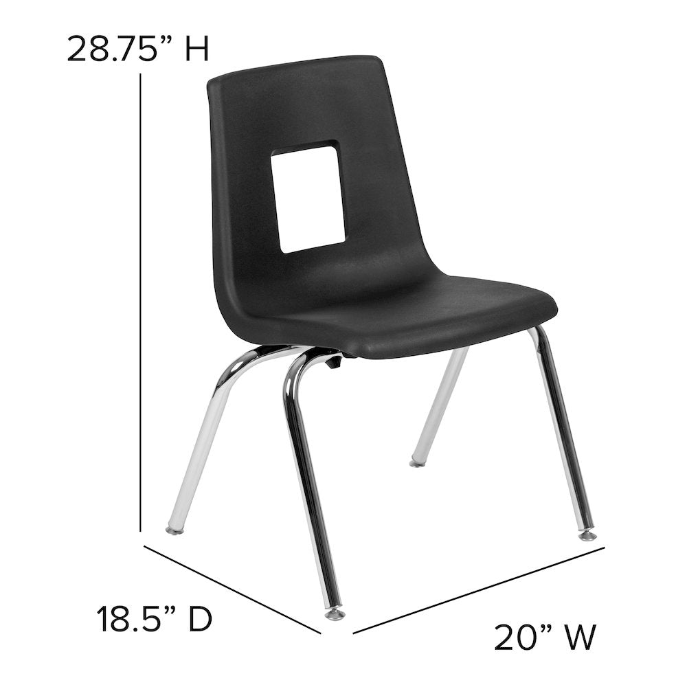 86" Oval Wave Activity Table Set with 16" Student Stack Chairs, Grey/Black