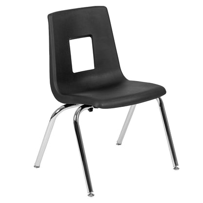 47.5" Circle Wave Activity Table Set with 16" Student Stack Chairs, Oak/Black