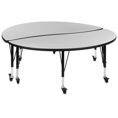2 Piece Mobile Emmy 60" Circle Wave Grey Thermal Kids Activity Table Set