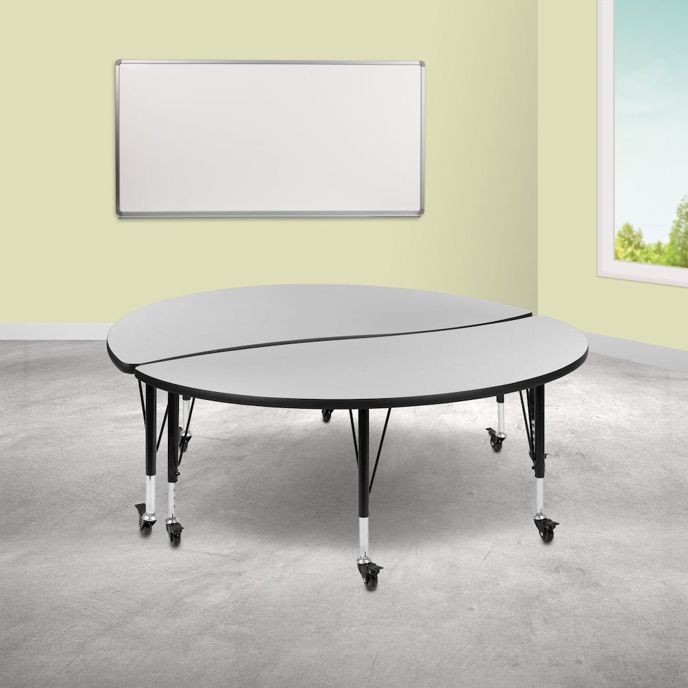 2 Piece Mobile Emmy 60" Circle Wave Grey Thermal Kids Activity Table Set