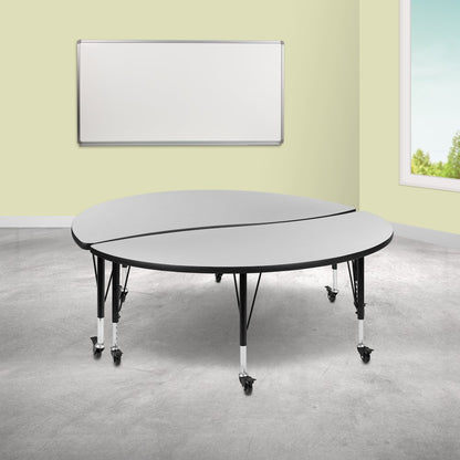 2 Piece Mobile Emmy 60" Circle Wave Grey Thermal Kids Activity Table Set