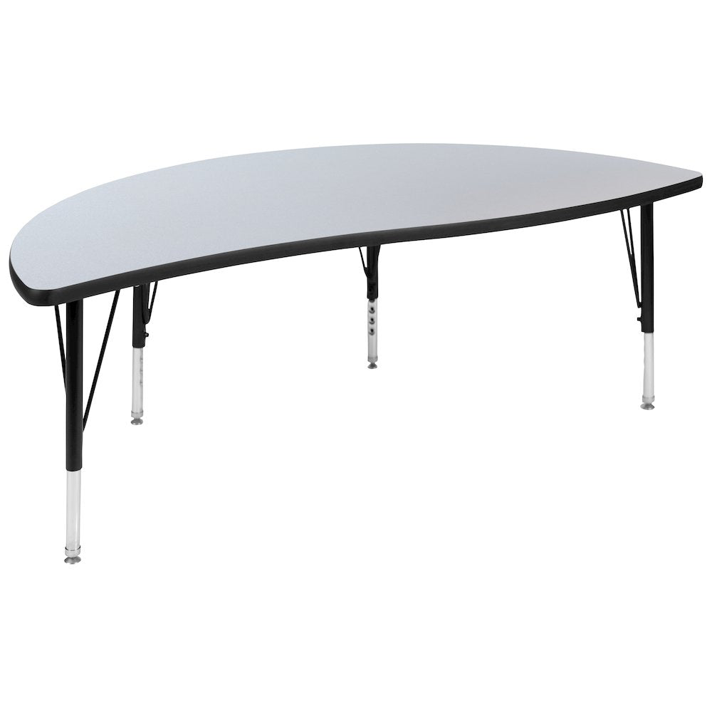 2 Piece Emmy 60" Circle Wave Grey Thermal Activity Table Set - Height Short Legs