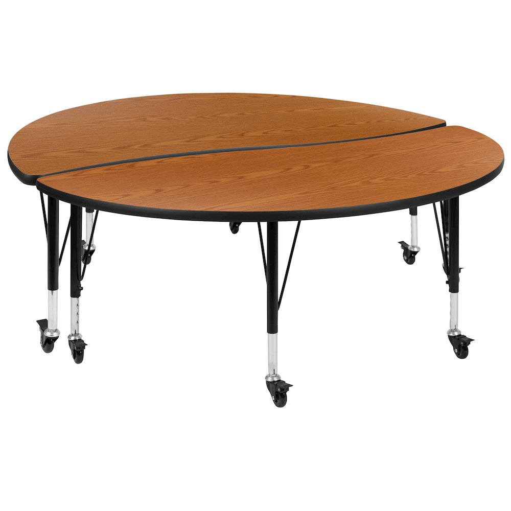 2 Piece Mobile Emmy 60" Circle Wave Oak Thermal Kids Activity Table Set