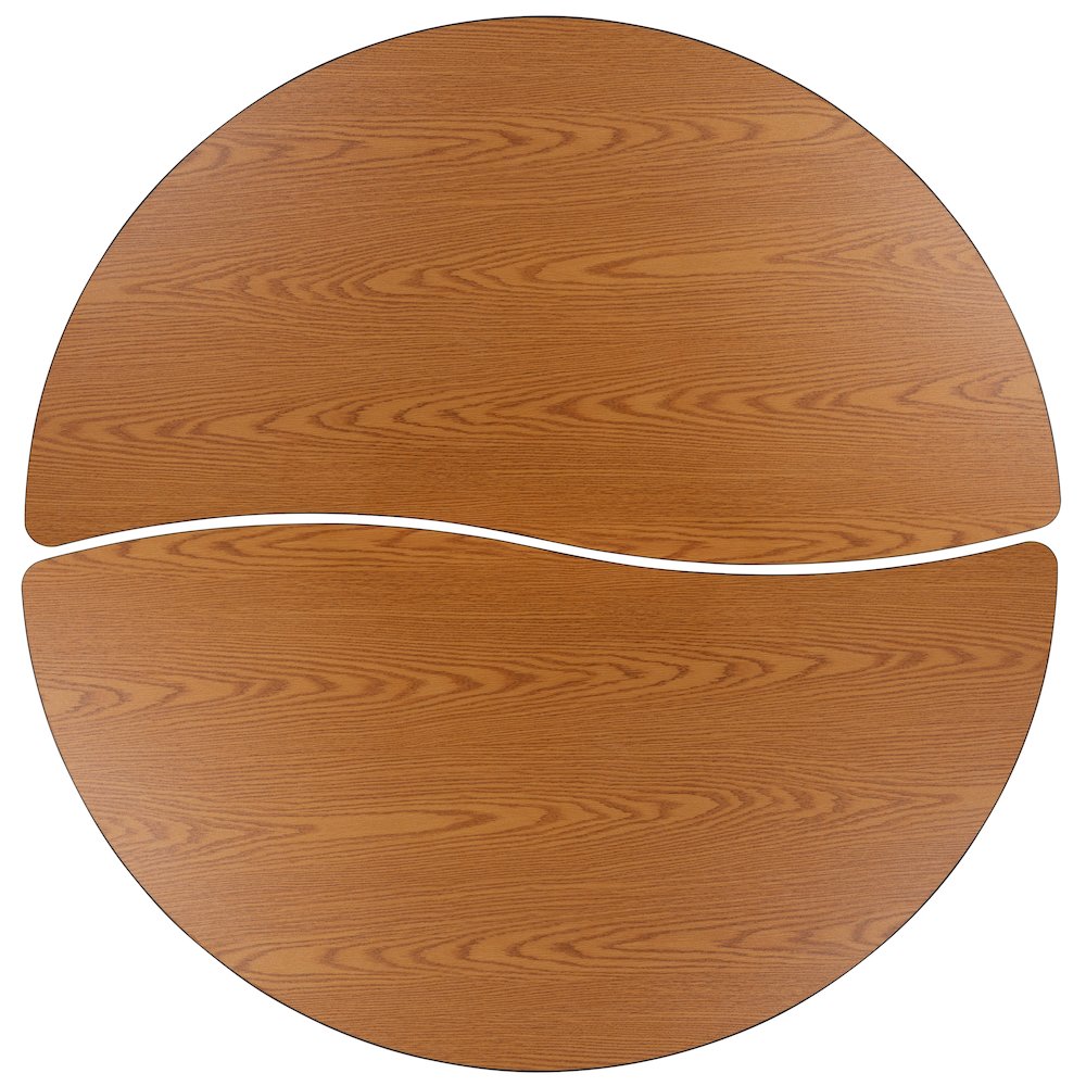 2 Piece Mobile Emmy 60" Circle Wave Oak Thermal Kids Activity Table Set