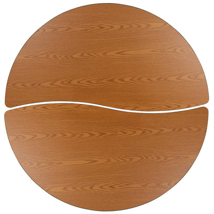 2 Piece Mobile Emmy 60" Circle Wave Oak Thermal Kids Activity Table Set