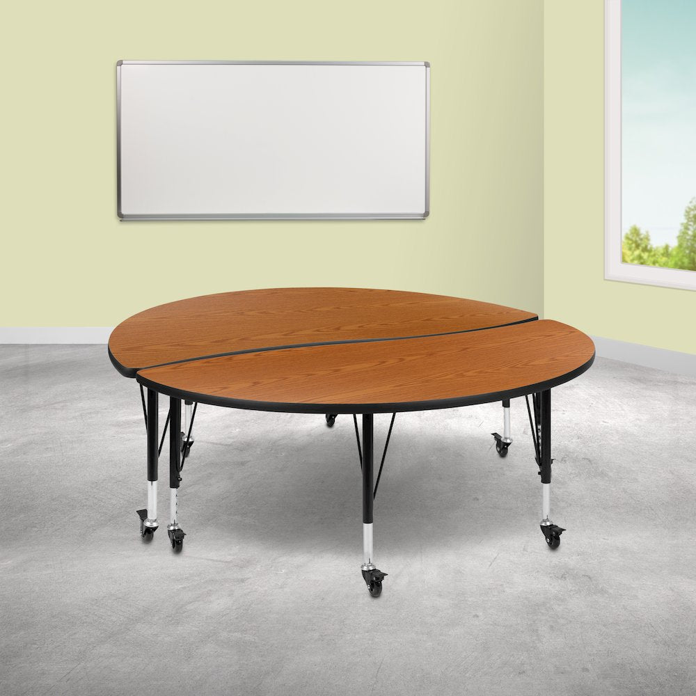 2 Piece Mobile Emmy 60" Circle Wave Oak Thermal Kids Activity Table Set