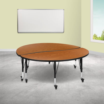 2 Piece Mobile Emmy 60" Circle Wave Oak Thermal Kids Activity Table Set