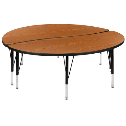 2 Piece Emmy 60" Circle Wave Oak Thermal Activity Table Set - Height Short Legs