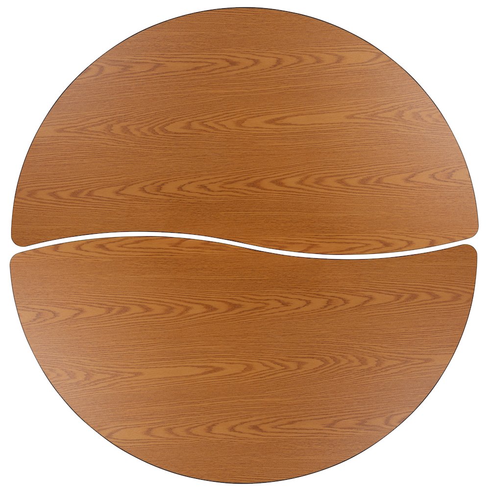 2 Piece Emmy 60" Circle Wave Oak Thermal Activity Table Set - Height Short Legs